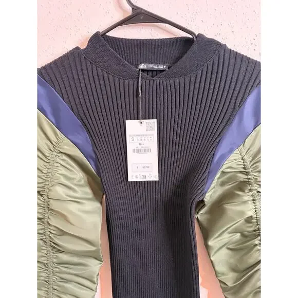 NWT Zara Body Con Ribbed Midi Dress Sz S - Picture 3 of 9